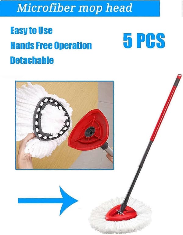 5-pakning moppehoderstatninger, Spin Moppehodeerstatning Moppefylling Kompatibel for Vileda Triangle Swivel Mopper, Mikrofiber Swivel Moppefylling