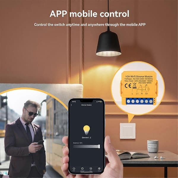 Tuya WiFi Dimmer Modul Smart Hjem DIY Bryter Støtter Stemmekontroll APP-kontroll