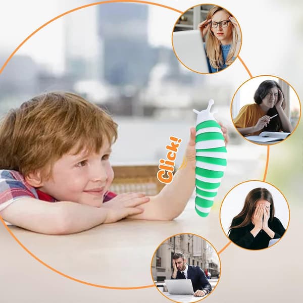 Fidget Slug Leksak, 3D Ledad Avlastning Anti-ångest Flexibel Snigel Fidget Leksak Presenter För Barn