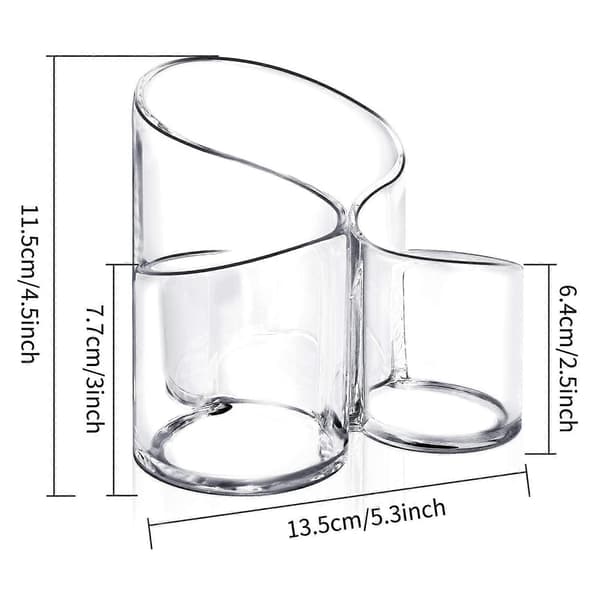 Makeupbørsteholder Organizer, 3-rums Akryl Makeupbørste Organizer