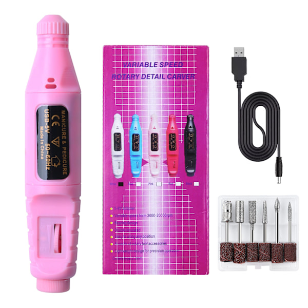 Negledekorasjoner for minislipmaskin for nail art USB Bærbar elektrisk neglesl Upgraded pink USB grinding machine