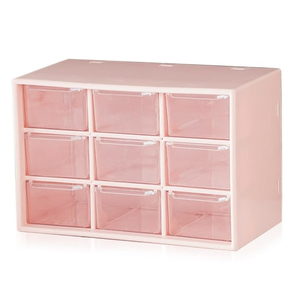 Mini plastskufforganisering, organisering for kontorrekvisita, rosa