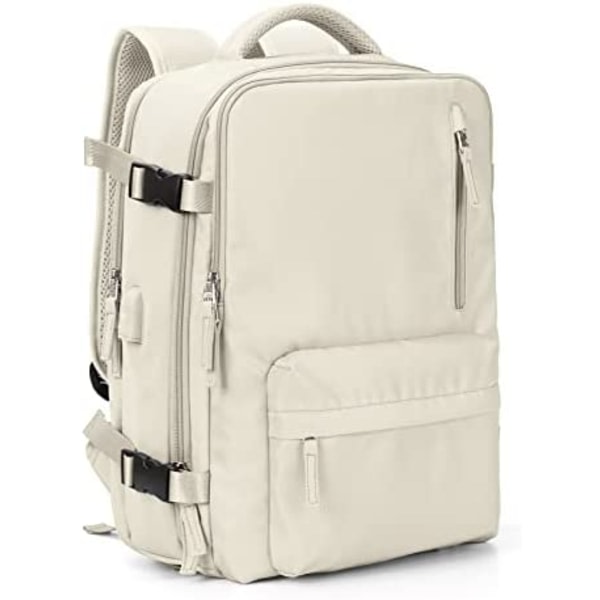Reseryggsäck, stor ryggsäck för kvinnor, män, fitness affärsryggsäck för företag som är godkänd av flygbolag, beige