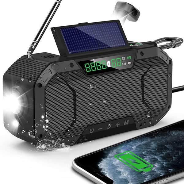 Boom Crank Radio 5000mAh Power Bank Bluetooth højtalarljus