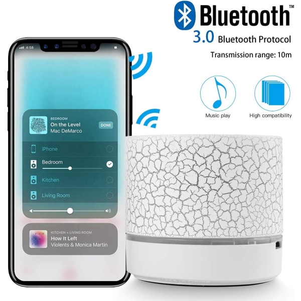Bluetooth-høyttaler med god lydkvalitet og musikalitet, hvit
