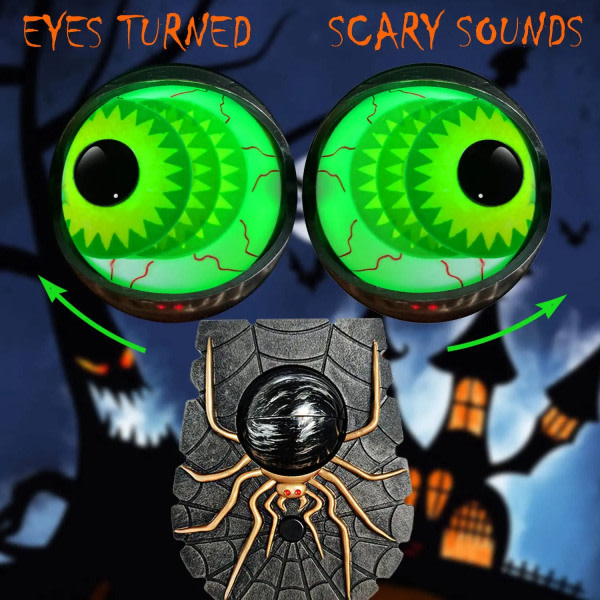 Halloween-dørklokkedekorationer Horror-dørklokke, glødende og animerede øjeæble Halloween-dekorationer med uhyggelige lyde (røde øjne)