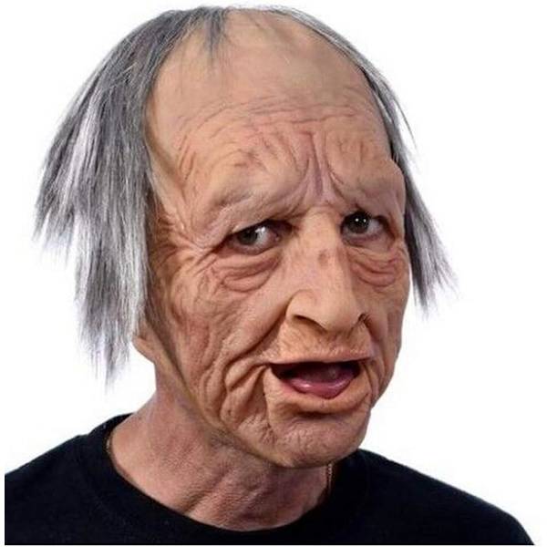 Halloween latexmask - gammal man dekor realistisk ansiktsmask för mänsklig rynka-XF1- C