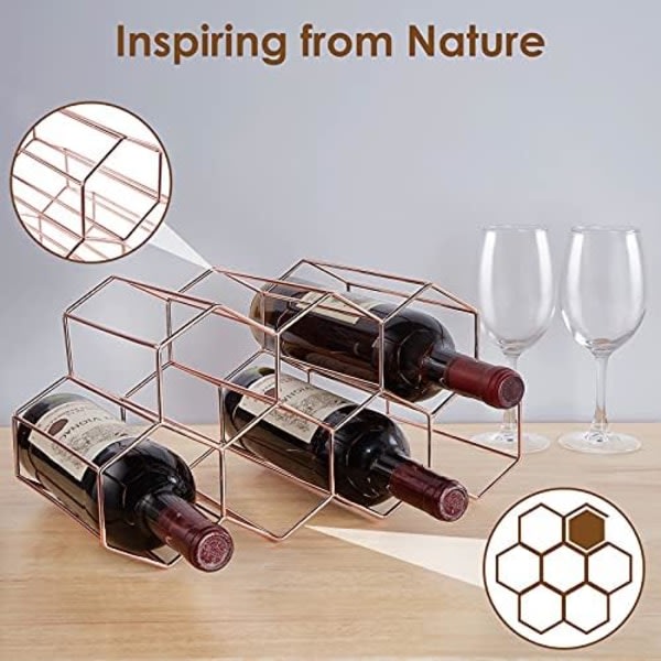 Vinställ-7 flaskholdere for vinlagring, fristående vinställ for vinkällare barskåp, ståvinställ for kök Rose Gold