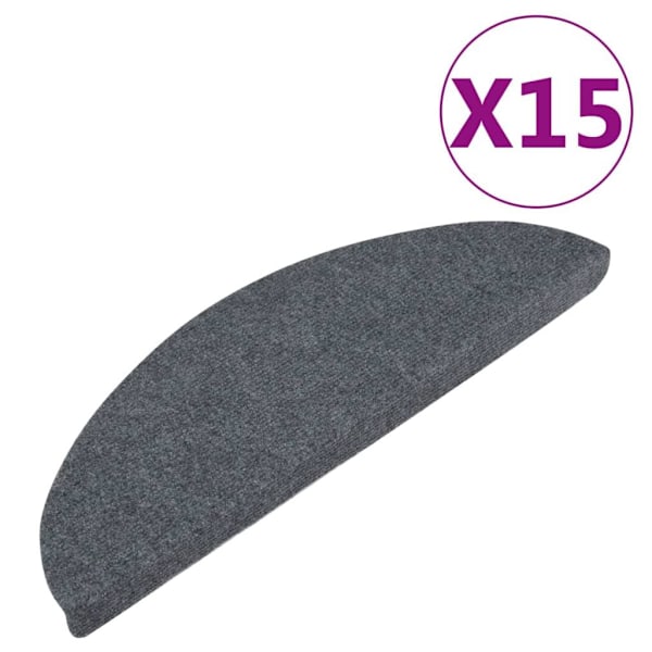 vidaXL Trappestegsmatter Selvklebende 15 stk 56x17x3 cm grå gray 1650