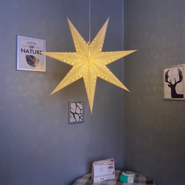 Paper Star Cutout Ljuskrona Ihålig papper Lantern Lampskärm Orna