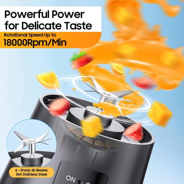 Bærbar Blender Mini Juicer til Smoothies Milkshakes Hjemmekontor Sort