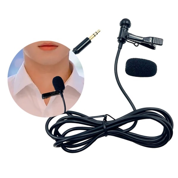 Bærbar 3,5 mm Lavalier Clip-on-mikrofon for tydelig opptak Rundstrålende Mic Lapel Tie Hands Free Lavalier Mics 4 knuter 2M