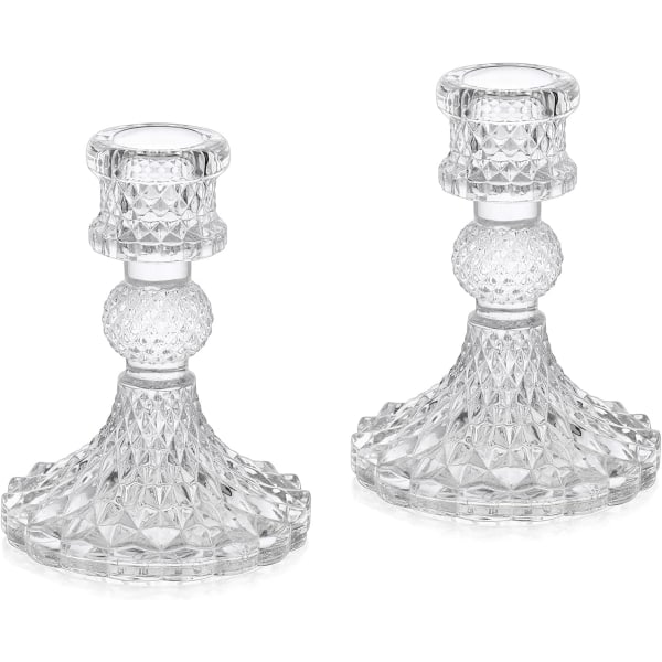 Ljusstakar i kristallglas Set med 2, dekorativt lysstake