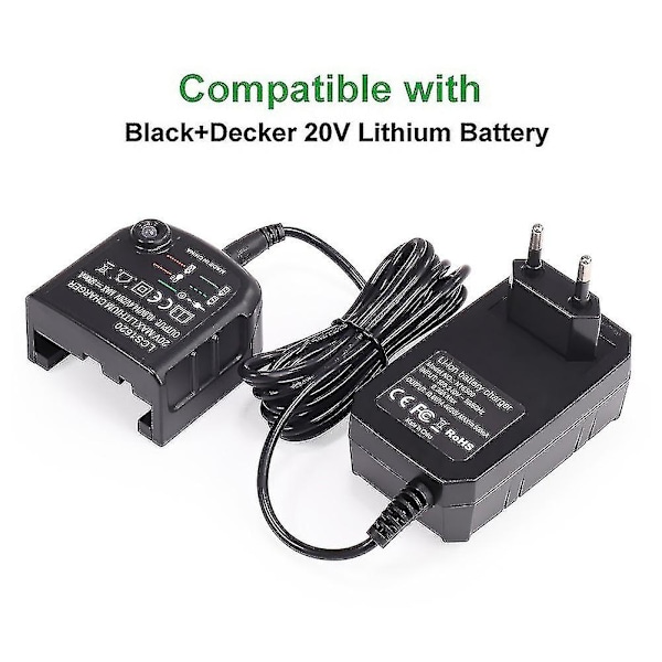 10,8V 14,4V 20V Laddare för Black&Decker Li-ion Batteri Ersättning Elektrisk Borrmejsel Kraft för Batteri EU-kontakt Lbx20