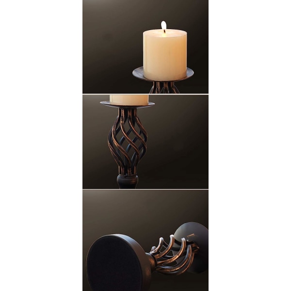 2-osaiset metalliset Vintage Twist -tyyliset kynttilänjalat halkaisijaltaan 80 mm