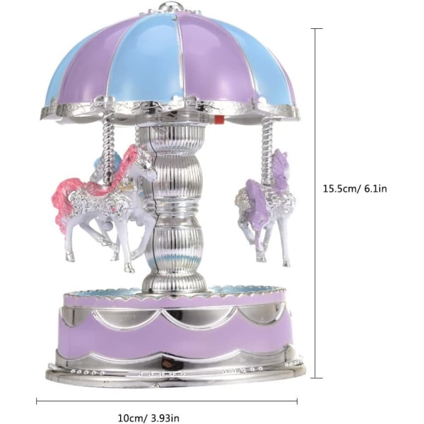 Carousel Music Box Luminous Pyörivä 3 hevosen musiikkilaatikko lapsille