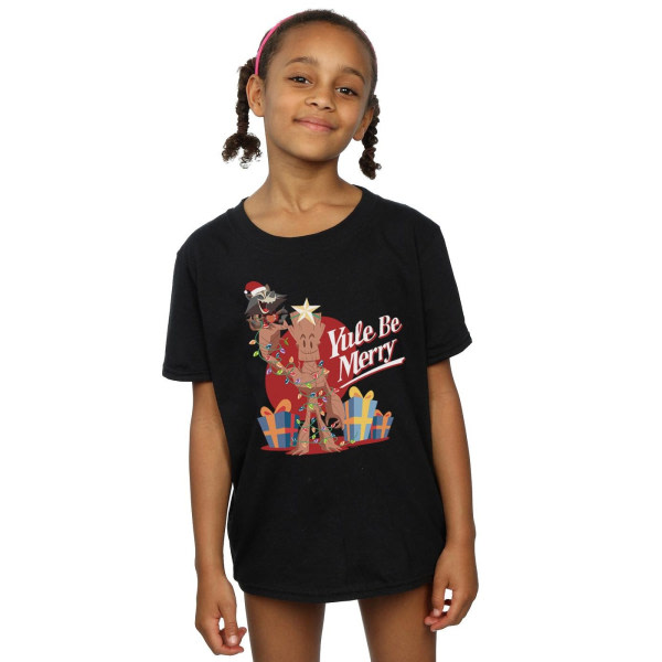 Marvel Girls Yule Be Merry Cotton T-shirt 7-8 år Svart 7-8 år