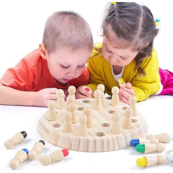 Lasten puinen muistitikkushakkipeli, pulmapeli