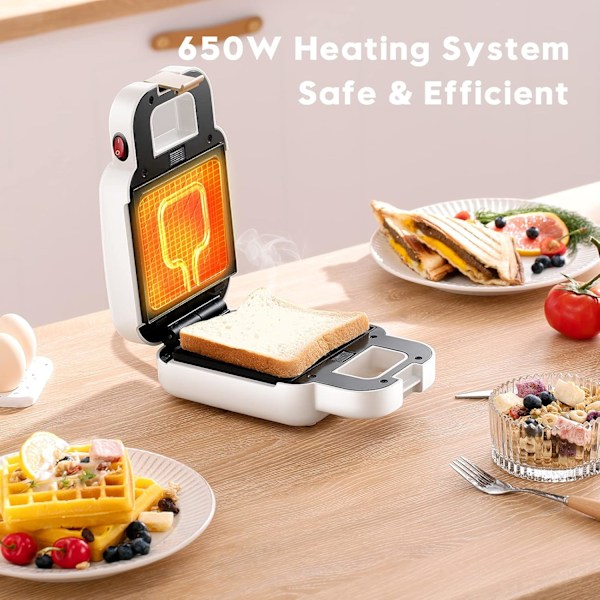 Mini Toastet Smørbrød Maker Non-Stick & Lett Rengjøring Varmeplater (Rød)-XF4-