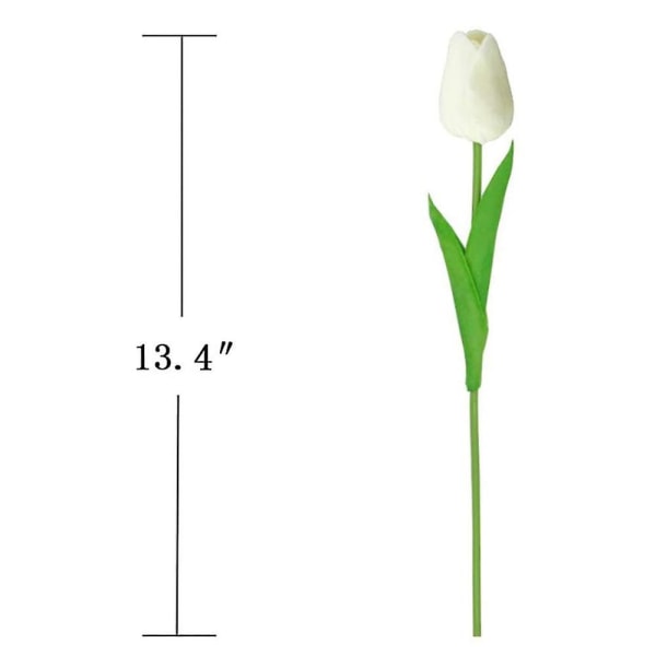 30 stk Kunstige Tulipaner Blomster Real Touch Tulipaner Holland PU Bukett Latex Blomst Hvit (hvit)