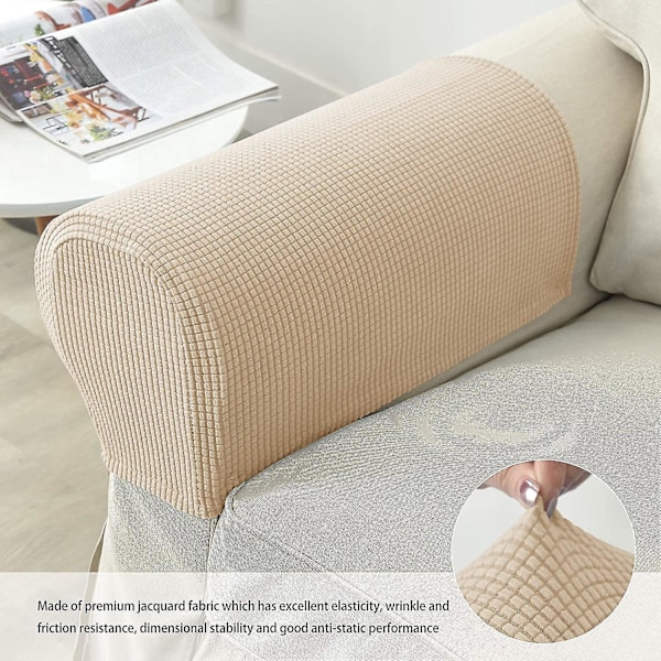 Fåtöljöverdrag armstöd stretch soffa armstödsskydd armstödsöverdrag för stolar (FMY) Beige