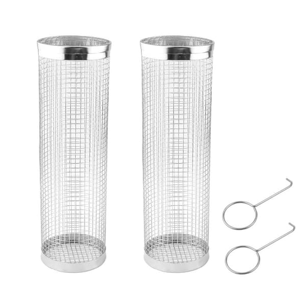 2 Pcs Rolling Grilling Baskets - Best Grilling Basket Ever, Stainless Steel Round Grill Mesh-FF-