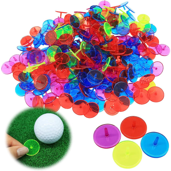 Golfbollsmarkörer värde 50 Flerfärgad plast Klar 24 mm platt rund Olika färger Set