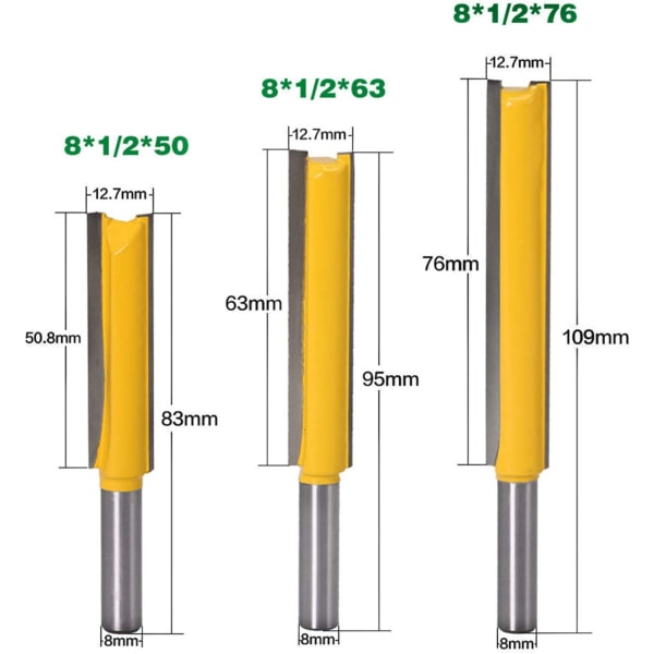 3. 8mm skaft Extra lång överfräs, träbearbetning pinnfräs extra