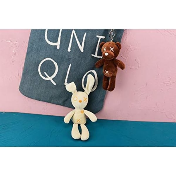 Animal Plysh nøkkelring Søt kanin utstoppet leketøy og interessant ryggsekk dukkeanheng for barn eller venner (OX Rabbit 2-pack)