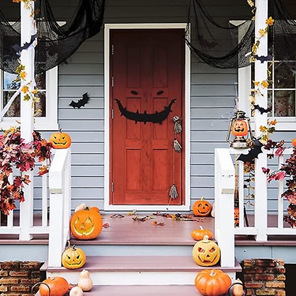 Wabjtam Halloween Creepy Kangas Musta 76cm*10m - Halloween-koristeet tyhjennys - Kammottavat Spooky Halloween-koristeet ulkona sisätiloihin