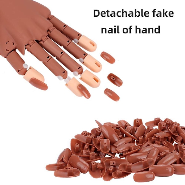 Övningshand för akrylnaglar, Nagelövningshand med 200 naglar - Flexibla rörliga falska händer för nagelmanikyr - Robust Kommer Inte-XF6-