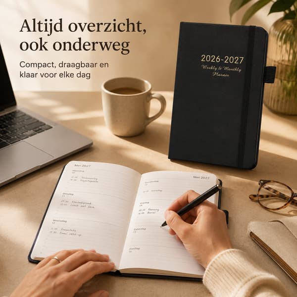Bobypet 2026-2027 Skoleårs Bærbar Planlægger, inklusive ugentlige og månedlige planer, sort. Black