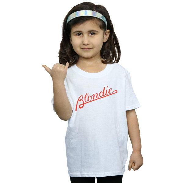 Blondie Girls Lines T-paita logolla puuvillaa 12-13 vuotta Valkoinen 12-13 vuotta