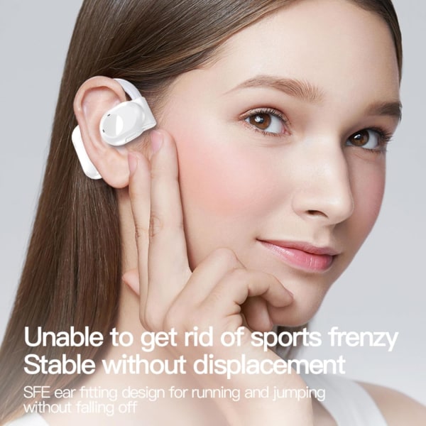 Open Ear-hörlurar Bluetooth 5.3 trådlösa hörlurar med 16,2 mm-drivrutin, enkla over-ear-knoppar med öronkrokar inbyggt mikrofonikuulokkeet, 12H speltid