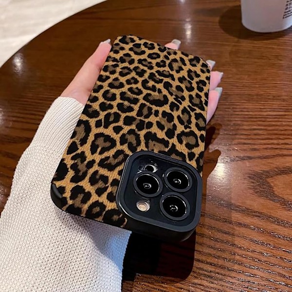 Kompatibelt iPhone 13-fodral med söt trendig brun leopardmönstrad läder enkel fodral