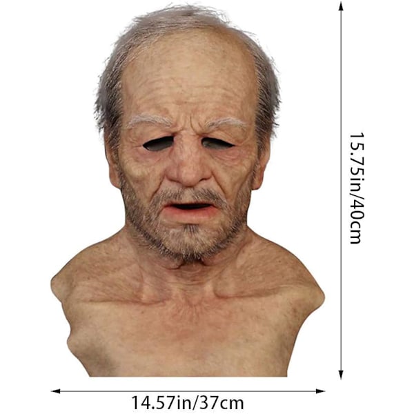 Halloween latexmask - gammal man dekor realistisk ansiktsmask för mänsklig rynka-XF1- B