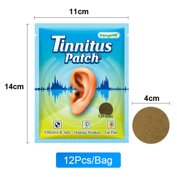 3 pakke med 12 tinnitusplastre til lindring af tinnitus