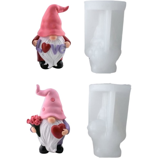 Valentinsdag Gnome Form, Gnome Lysform 2Pcs
