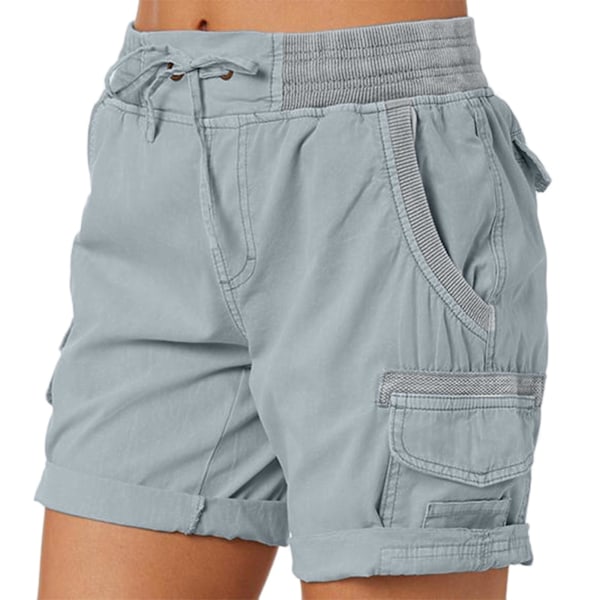 Naisten Cargo Shortsit Kesä Löysät Vaellus Bermuda Shorts Taskulla Naisten Shortsit Rento Puolireisi Harmaa Grey S