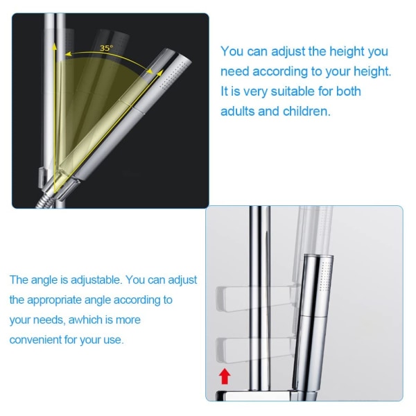 Justerbar duschhuvudshållare, 45° rotation Universal 20-25 mm duschhuvudstång Duschhuvudhållare Byte av fäste för duschstång i badrummet