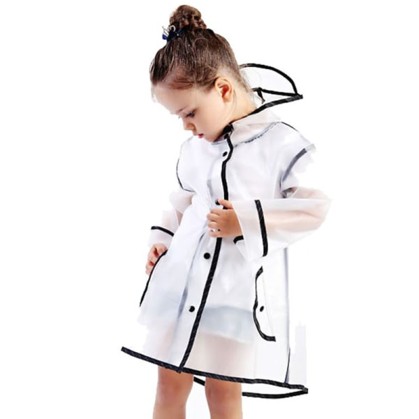 (S)Eva tyk gennemsigtig regnfrakke med hætte til børn Miljøbeskyttelse Regnfrakkemateriale Grundskole
