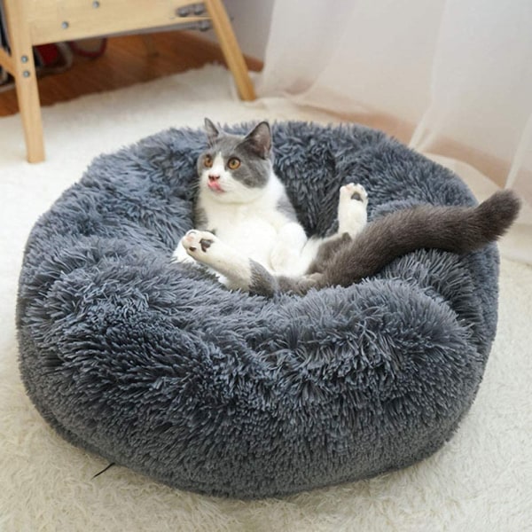 Lemmikkien sänky kissoille ja koirille Pyöreä muhkea koiransänky Donitsin muotoinen kissa