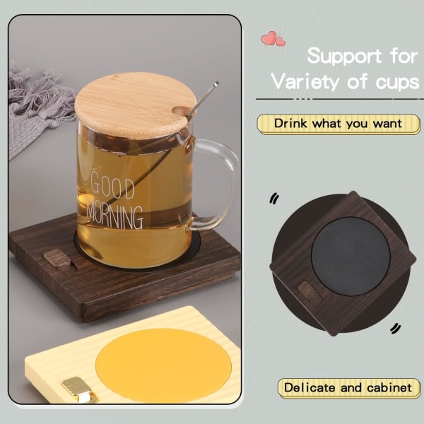 Kaffekoppsvärmare, Skrivbords kaffevarmere med lys, Dryckesvärmare Elektrisk Smart Cup Warmer Pad, US 110V