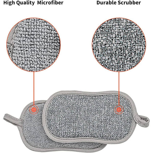 Astianpesuspongat, 6 kaksisivuista, naarmuuntumatonta hankausliinaa, antibakteerinen mikrokuituspongi keittiössä puhdistaa tehokkaasti kaiken