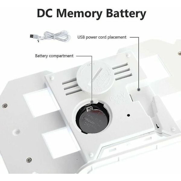 Stor 3D LED digital veggklokke,