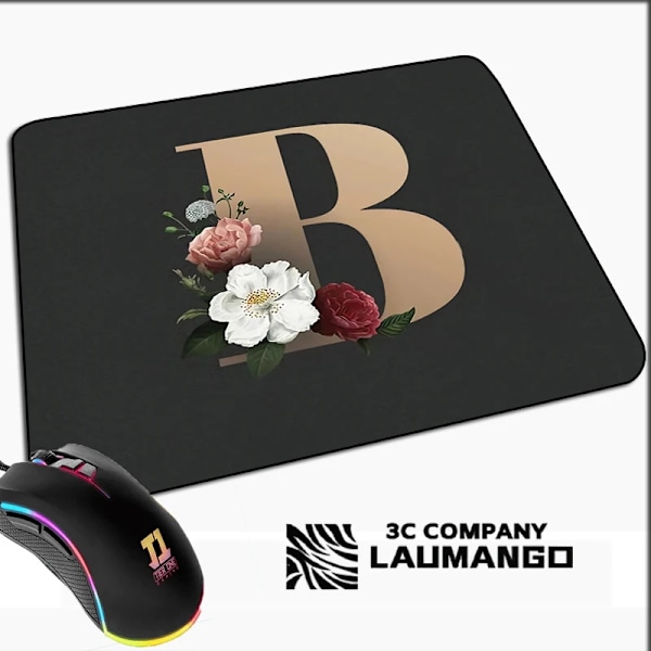 Lille Spillemusmåtte Gylden Initial Navn Mønster Kawaii Musmåtte Gamer Mini Computer Anime Måtte Gummimåtte Pc Tilbehør Måtter GG002030 GG002030 40x45cm