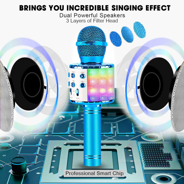 Bluetooth 4 in 2 Langaton Karaoke-mikrofoni LED-valoilla