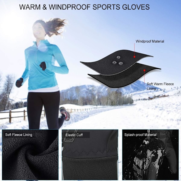 Gloves Men Warm Winter Gloves Cycling Gloves Touchscreen Gloves Windproof Running Gloves Men Women Non-Slip Waterproof Sports Gloves for Running,-XF3-