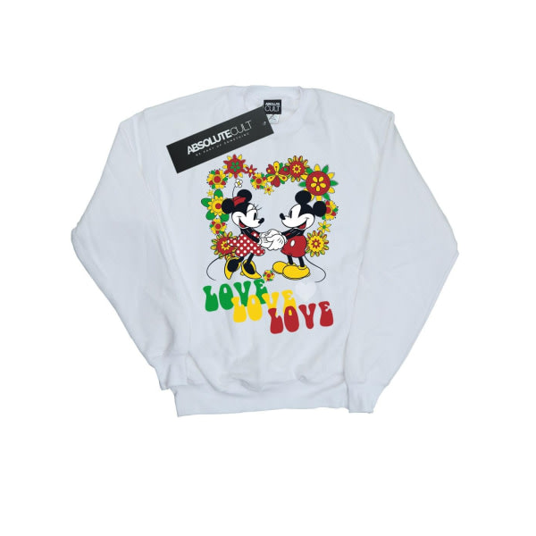 Disney Män Musse Pigg och Minnie Mouse Hippie Love Sweatshirt S Wh White S
