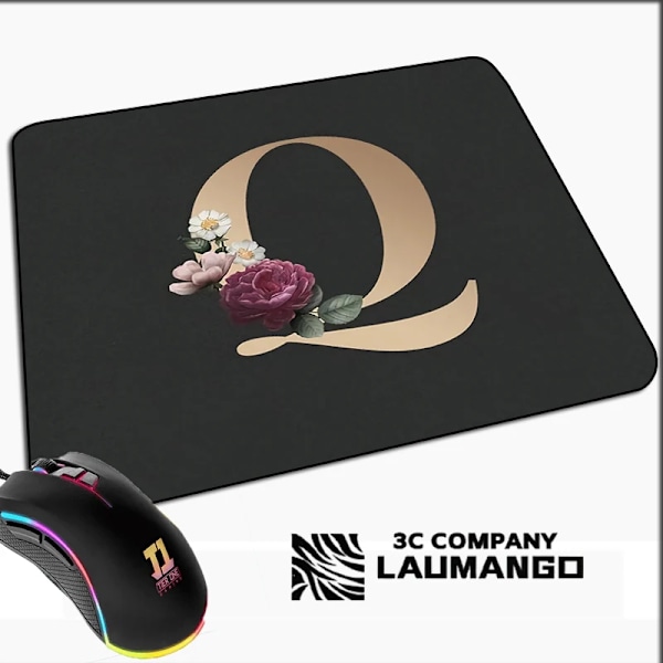 Liten spillmatte Gyllen initialt navnmønster Kawaii musmatte Gamer Mini datamaskin Anime matte Gummimatte PC-tilbehør Matter GG002054 GG002054 40x50cm